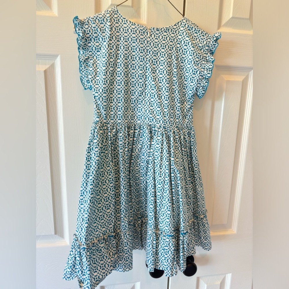 Pink Chicken teal/white dress size 12y